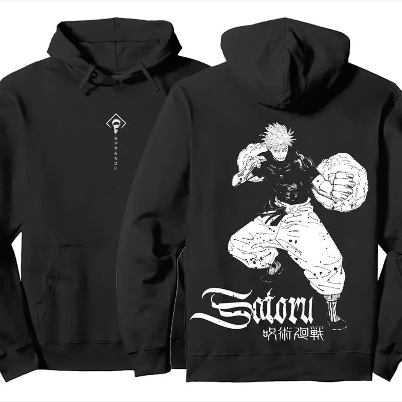 Jujutsu Kaisen JJK Gojo Satarou Manga Anime Inspired Minimalist Hoodie double-sided T-Shirts, Sweatshirt | RetroVerseTees.com