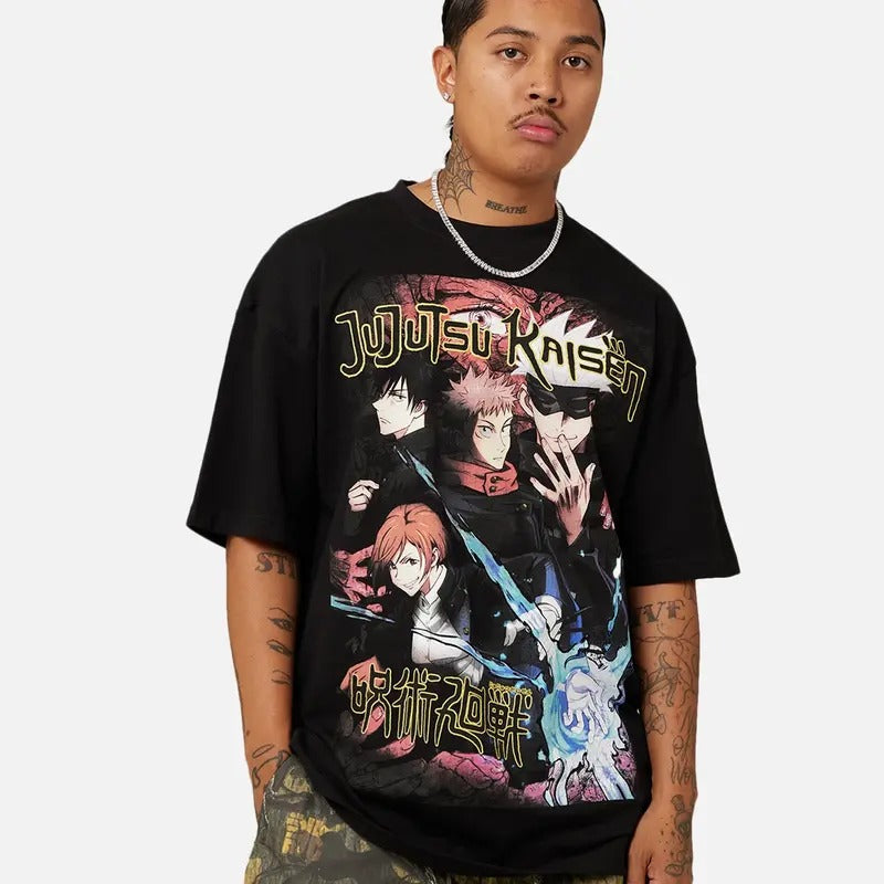 Jujutsu Kaisen JJK Streetwear T-Shirt Black Trending Movie T shirt Vintage 90s T-shirt gift for Movie fans gift for him...