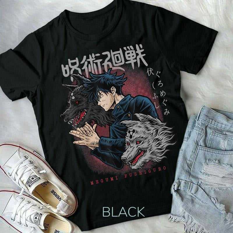 Jujutsu Kaisen Megumi Fushiguro Kon Divine Dogs,Gift Otaku new Shirt Hoodie, Sweatshirt | RetroVerseTees.com