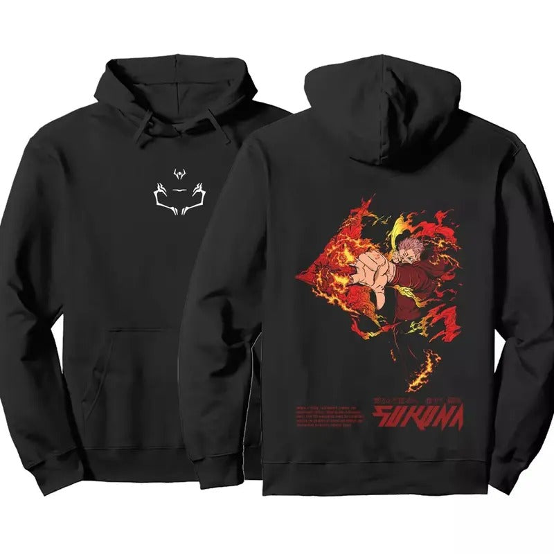 Jujutsu Kaisen Ryomen Sukuna Manga Anime Inspired Minimalist Hoodie double-sided T-Shirts, Sweatshirt | RetroVerseTees.com