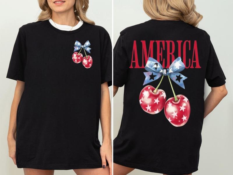 July 4th Cherries T-Shirt, America Shirt, 4th FOG July Coquette Hoodie, Sweatshirt | RetroVerseTees.com