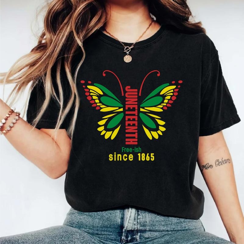 Juneteenth Butterfly Shirt, Free-ish T-shirt, Black History Tee, Equality Short Sleeve, Unisex 1865 Shirt, Freedom...