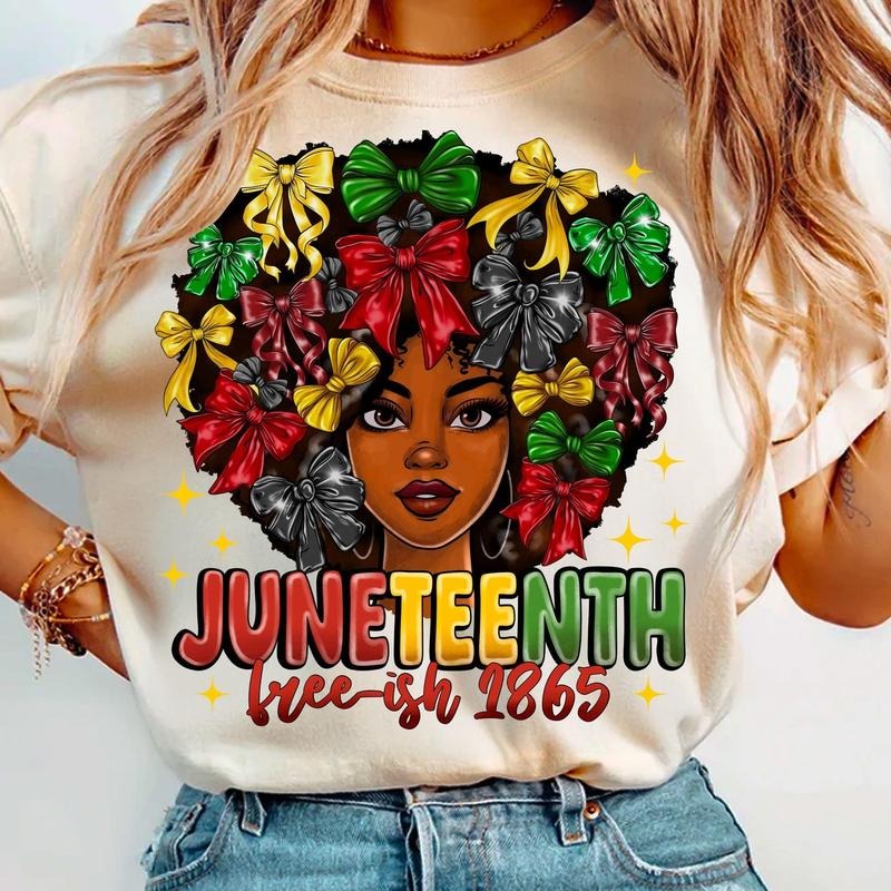 Juneteenth Coquette Bow Free-ish 1865 Shirt, African Woman Black Love Tee, Juneteenth African American Black History...