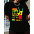 Juneteenth Only love Let'WB shield Us TNF Gesture Graphic Print T-shirt, Casual Short Sleeve Crew Neck Top Women'WB...