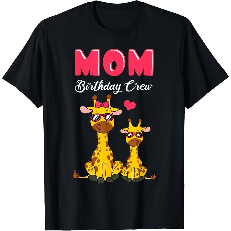 Jungle Joy, Mom'WB shield Birthday Crew - Cute Giraffe & Safari Animal Print T-Shirt | 100% Cotton Fit Top Hoodie, Sweatshirt
