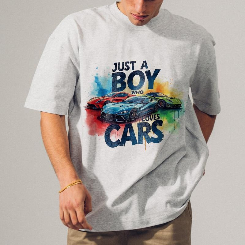 Just A Boy Who Loves Cars Shirt, Sublimation, Colorful Cars Sweatshirt Hoodie | RetroVerseTees.com