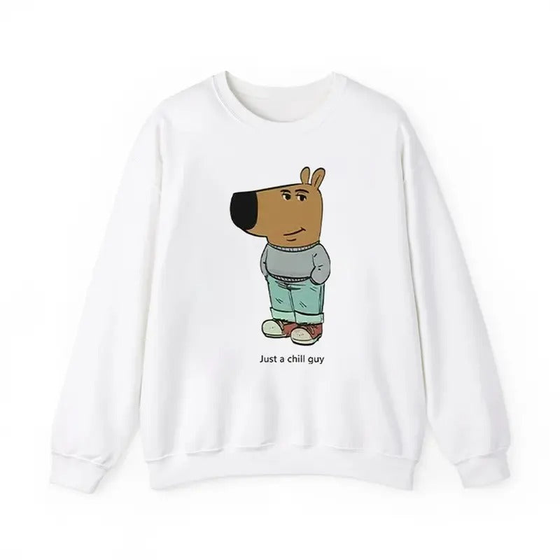 Just A Chill Guy Meme Sweatshirt, Funny Crewneck Sweatshirt T-Shirts, Hoodie | RetroVerseTees.com