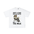 Just A Dad Who Came Back With The Milk , Funny Raccoon Dad Shirt Hoodie, Sweatshirt | RetroVerseTees.com