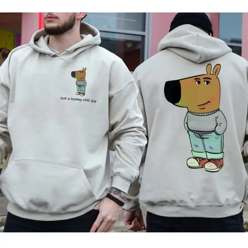 Just A Low Key Chill Guy Meme Two Sides Tshirt Sweatshirt Hoodie, Lowkey Chill Guy Shirt, Funny Meme Shirt, Unisex...