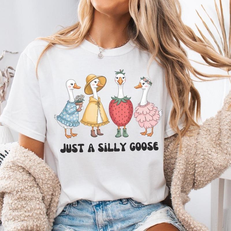 Just A Silly Goose Cute Shirt, Trending Goose Family Tee, Flowal Silly Goose Bump Shirt Hoodie, Sweatshirt