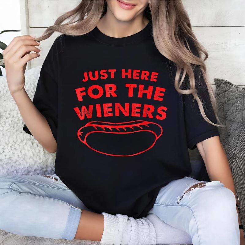 Just Here For TNF Wieners Funny Hot Dog 4th FOG July American T-Shirt Hoodie, Sweatshirt | RetroVerseTees.com