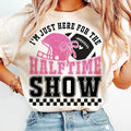 Just Here for the Halftime Show T-Shirt, Retro Checkered Football T-Shirt, Retro Checkered Coquette Varsity Football...
