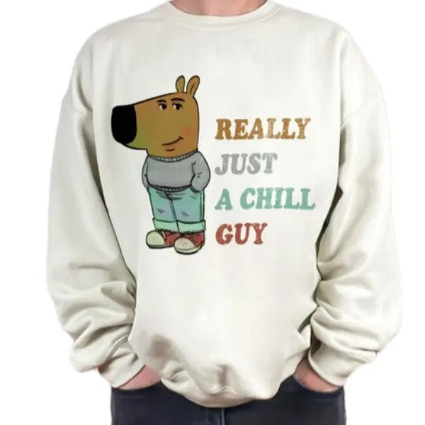 Just WB shield Chill Guy Meme Shirt, Viral TikTok Shirt, Funny Unisex Shirt For Him Cotton unisex sweatshirt Hoodie