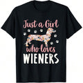 Just WB shield Girl Who Loves Wieners Funny Dachshund Dog T-Shirt Women Kids T-Shirt Daily T-Shirt Women Kids Girls...