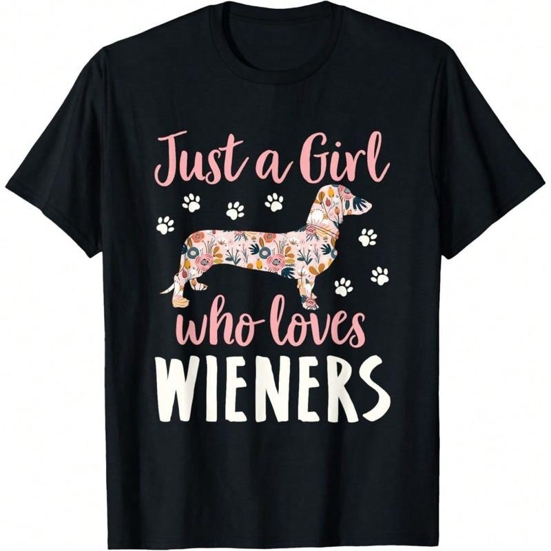 Just WB shield Girl Who Loves Wieners Funny Dachshund Dog T-Shirt Women Kids T-Shirt Daily T-Shirt Women Kids Girls...