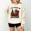 Just Waiting For Christmas Sweathsirt, Christmas Sweathsirt, Funny Christmas Sweathsirt, Retro Christmas Sweathsirt,...
