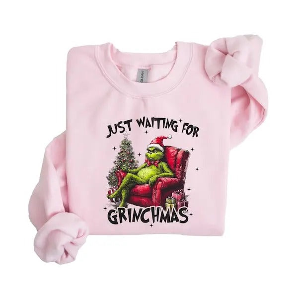 Just Waiting for Griiinchmas Sweat, Griiinchmas Shirt, Merry Xmas Sweatshirt, Merry Griiinchmas Shirt, Griiinchmas Family...