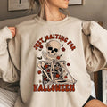 Just Waiting for Halloween Sweatshirt, Cute Spooky Summer Halloween T SHIRT, Halloween Skeleton Shirt, Halloween Crewneck...