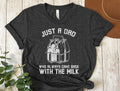 Just a Dad Who Always Came Back with the Milk Graphic Tee, Funny Dad T-Shirt, Father's Day Gift, Cool Dad Shirt, Humorous...