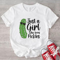 Just a Girl Who Loves Pickles T-Shirt, Pickles Lover Gift Shirt, Trendy Pickle Tee For Woman, Cucumber Tee, Foodie Gift...