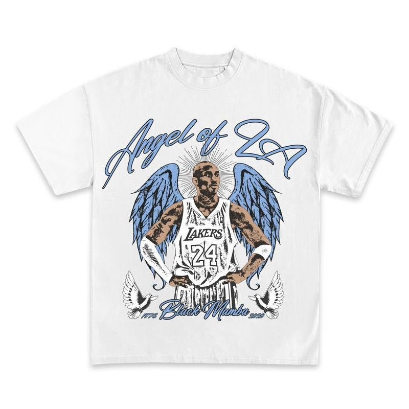 KOBE BRYANT "ANGEL OF LA" GRAPHIC BOOTLEG T-SHIRT - STREETWEAR Hoodie, Sweatshirt | RetroVerseTees.com
