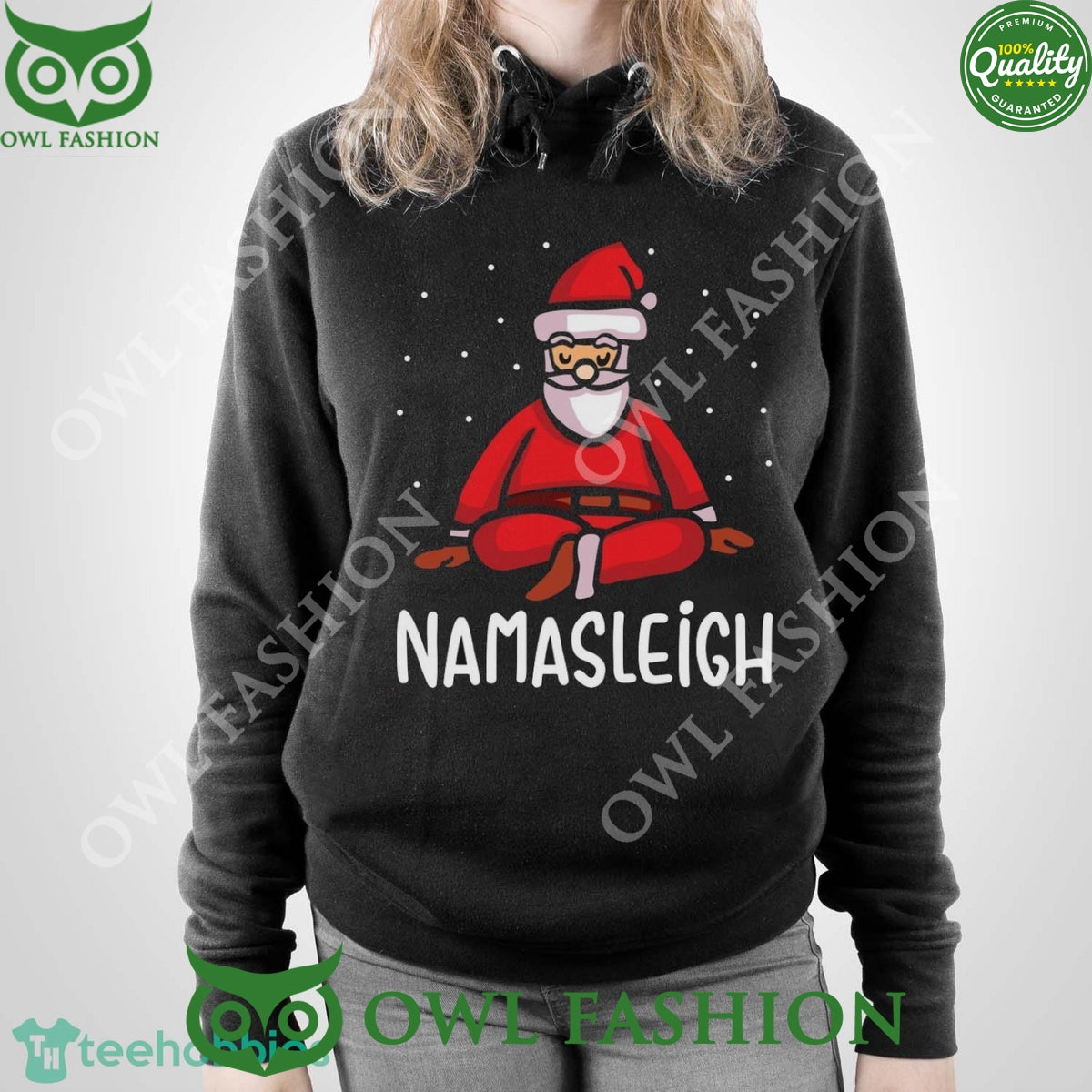 Namasleigh Yoga Santa Claus Black Ugly Sweater