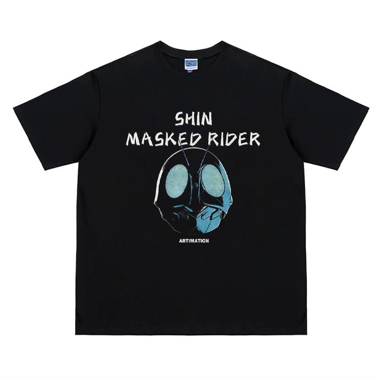 Kamen Rider "SHIN" Heavyweight Vintage Tee 100% Cotton OVERSIZED Anime T-shirt Crew Necks Men'S Top Streetwear Black...