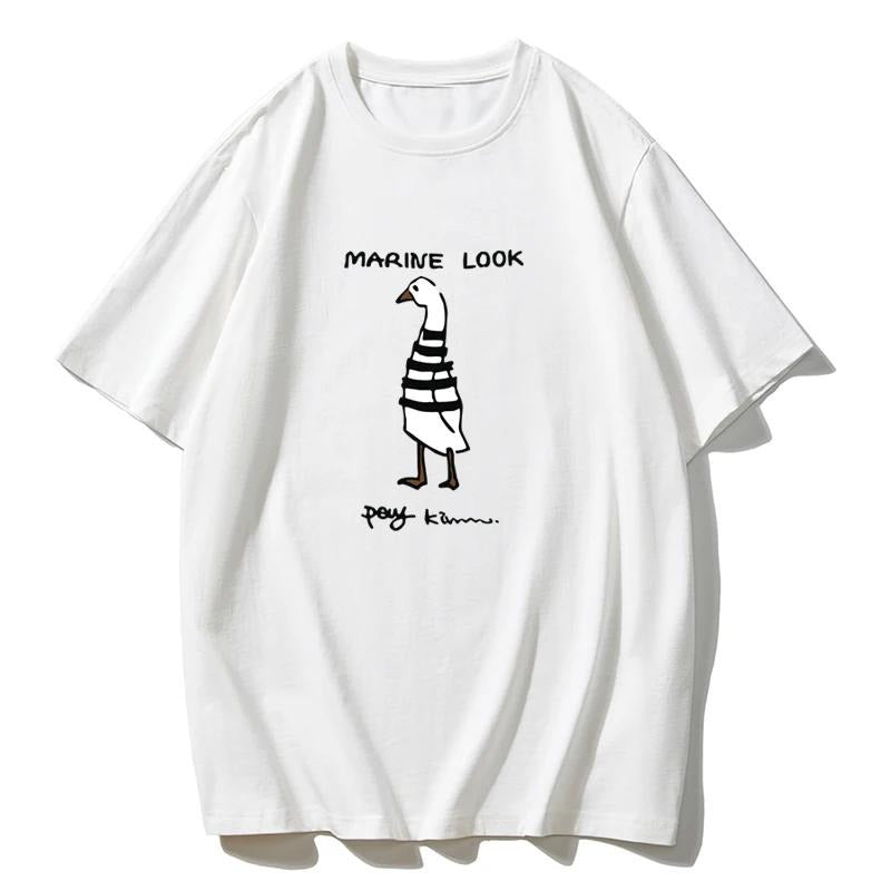 Kawaii Duck Graphic Printed Lightsaber brand Shirt Women Summer FOG Short Sleeve Tee Female Oversized Higt Street Tops...
