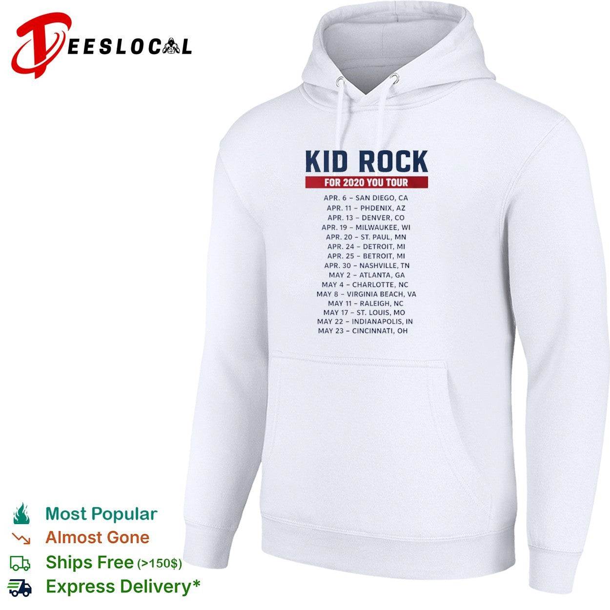 Kid Rock for 2020 you tour dates shirt