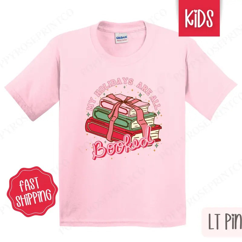 Kids Christmas Shirt - My Holidays Are Booked Tshirt - Youth Holiday Tee Gildan Hoodie, Sweatshirt | RetroVerseTees.com