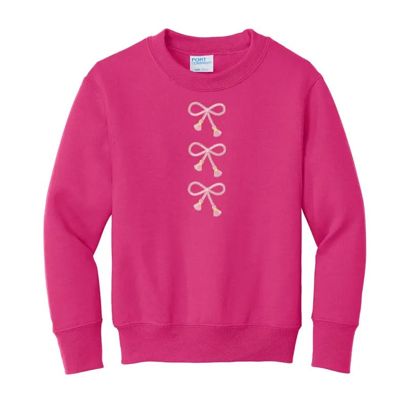 Kids Embroidered Tasseled 'Bows' Sweatshirt T-Shirts, Hoodie | RetroVerseTees.com