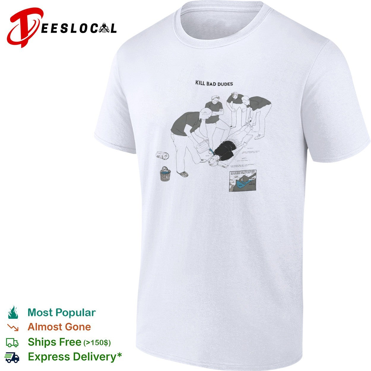 Kill bad dudes diagram waterboarding interrogation procedure shirt