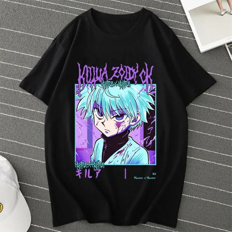 Killua Gon Hisoka T-shirts Anime Unisex Men Women Tops Print Cosplay Summer Tees Hoodie, Sweatshirt | RetroVerseTees.com