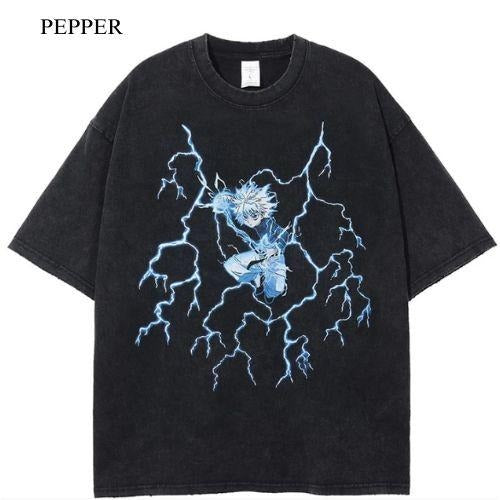 Killua Superhero team Vintage Oversized Anime Manga Unisex T-Shirt, Anime Manga T-Shirt, Gift For Him Hoodie, Sweatshirt