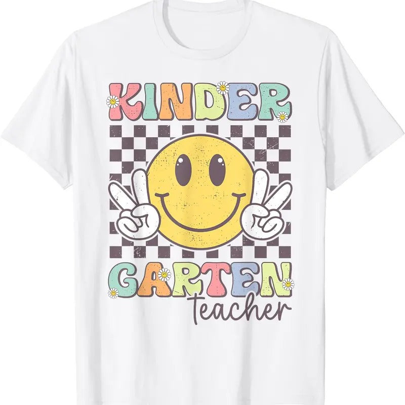 Kindergarten Teacher Team Hippie Smile Face Back To School T-Shirt Hoodie, Sweatshirt | RetroVerseTees.com