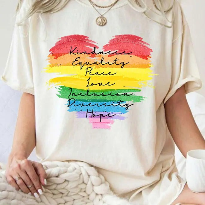 Kindness Equality Peace Love Inclusion Diversity Hope Shirt, LGBT Rainbow Shirt, Black Rainbow Tee, Transgender Rainbow,...