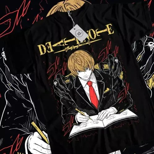 Kira Ryuk T-Shirt Death Note L Manga Strip Horror Anime Black Tee Shirt All Size Hoodie, Sweatshirt | RetroVerseTees.com