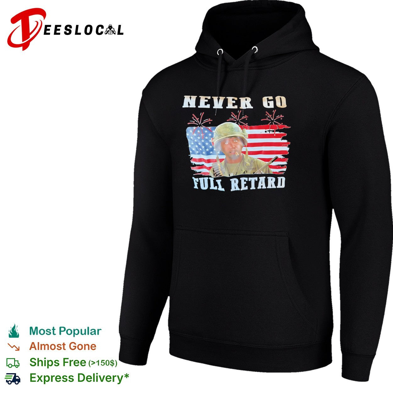 Kirk Lazarus Tropic Thunder never go full retard US flag shirt