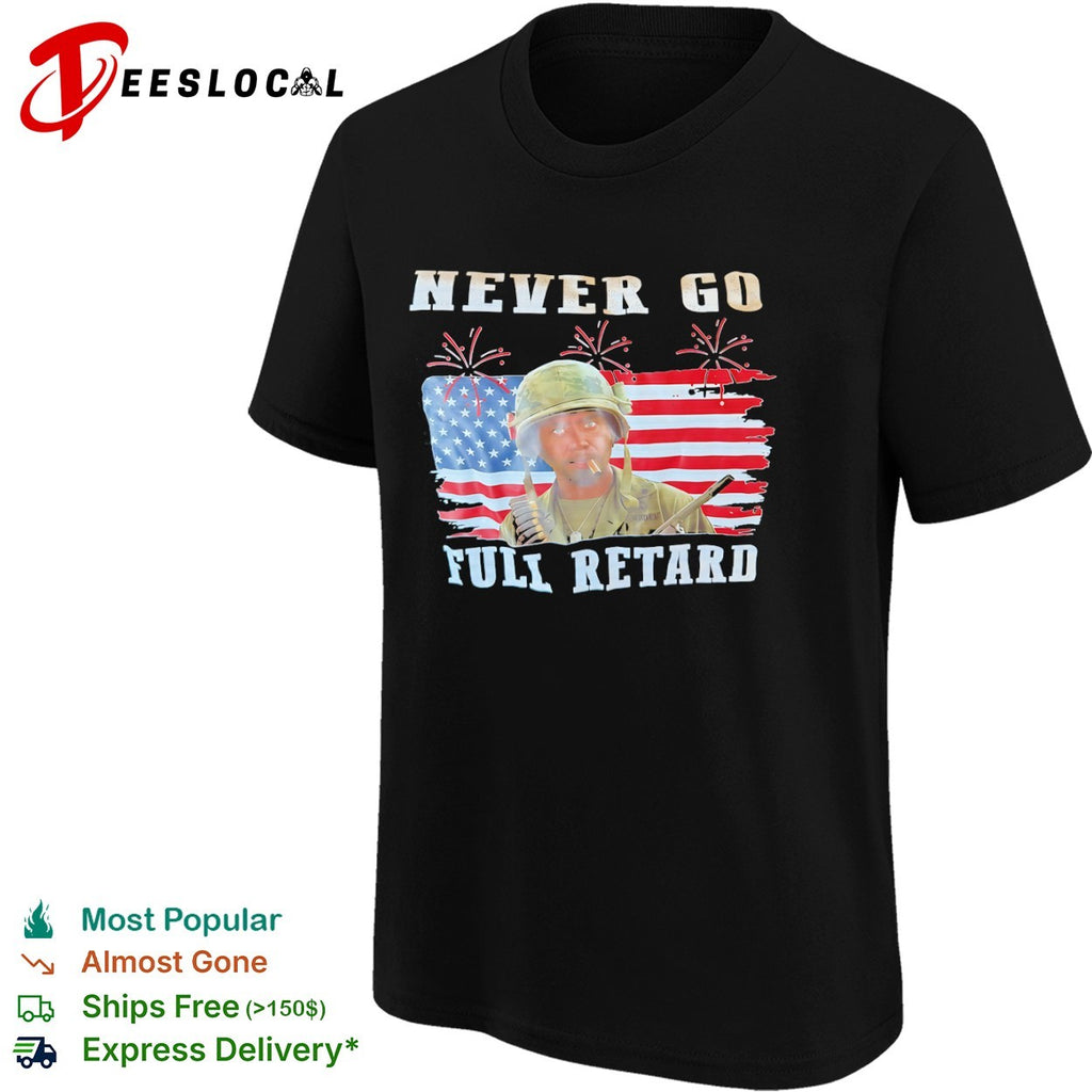 Kirk Lazarus Tropic Thunder never go full retard US flag shirt