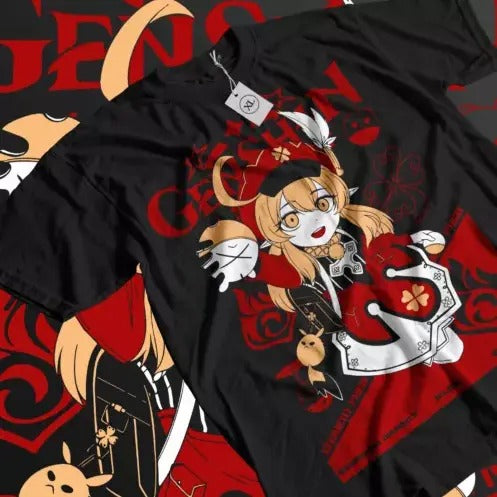 Klee Genshin Impact T-Shirt Gorou Ganyu Kawaii Anime Manga Gift Shirt All Size Hoodie, Sweatshirt | RetroVerseTees.com