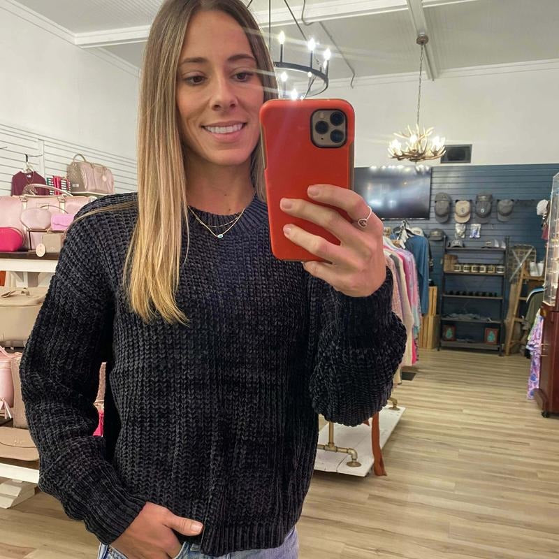 Knitted Semi Cropped Sweater In Black T-Shirts, Hoodie, Sweatshirt | RetroVerseTees.com