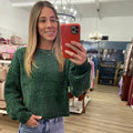 Knitted Semi Cropped Sweater In Dark Green T-Shirts, Hoodie, Sweatshirt | RetroVerseTees.com