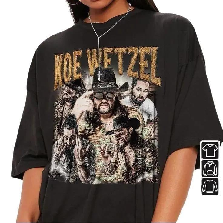 Koe Wetzel Rock Music Black Short Sleeve Tshirt Hoodie, Sweatshirt | RetroVerseTees.com