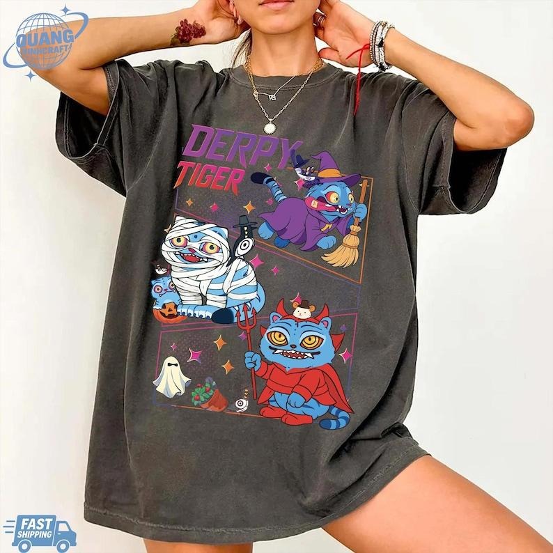 Kpop Demon Hunters Tiger Halloween Shirt, Merch Kpop Shirt, Hunters Tiger fan, Derpy Tiger And Bird Demon Hunter Tiger...