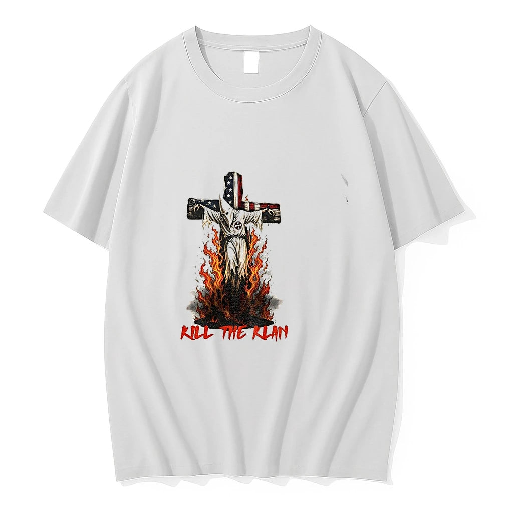 Ku Klux Klan On Burning American Flag Cross Kill The Klan Tshirts Sweater