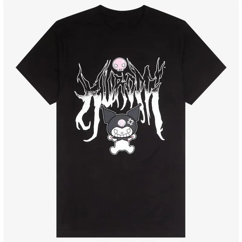 Kuromi Heavy Metal Boyfriend Fit Girls T-Shirt Hoodie, Sweatshirt | RetroVerseTees.com