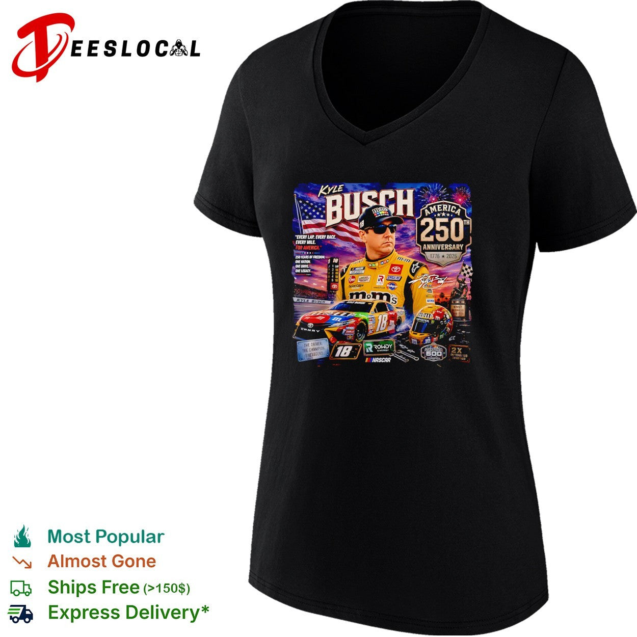 Kyle Busch NASCAR America 250th Anniversary Signature shirt