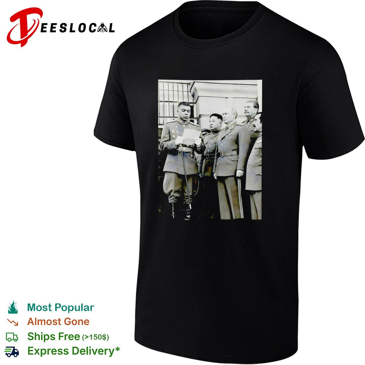 Kylian Mbappé with Kim Jong Un Vladimir Putin Joseph Stalin and Saddam Hussein shirt