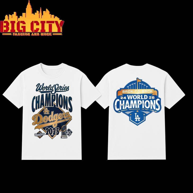 LA Dodgers Celebration Champions Back To Back Two Sided Shirt