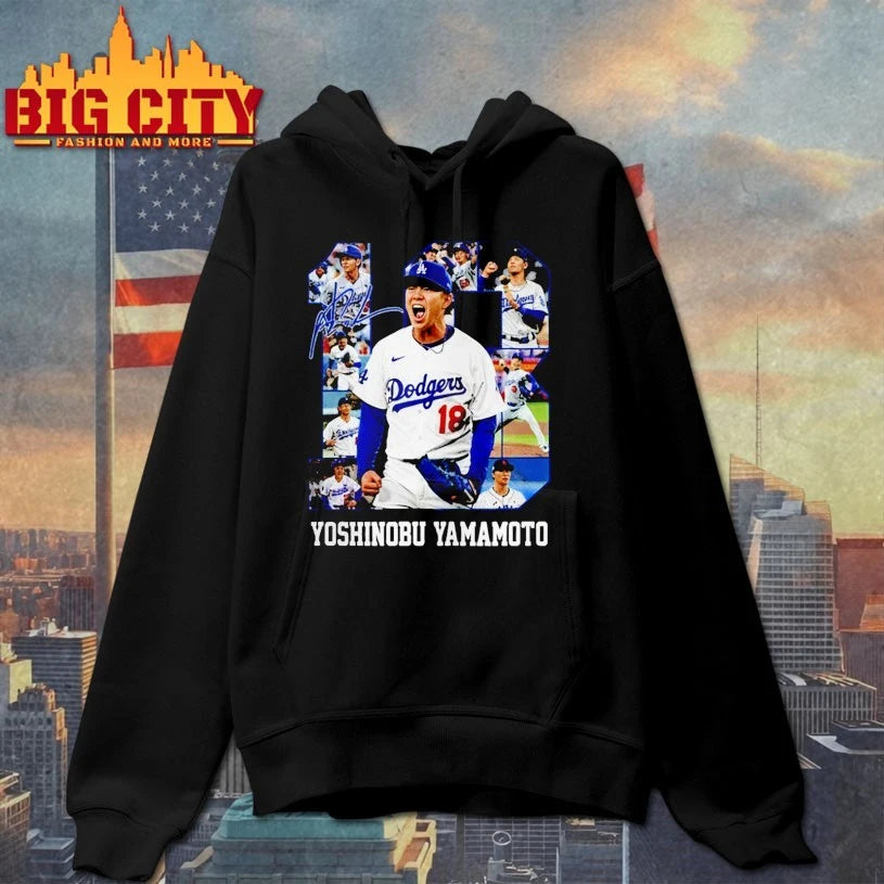 LA Dodgers Yoshinobu Yamamoto 18 Bootleg with Signature Shirt